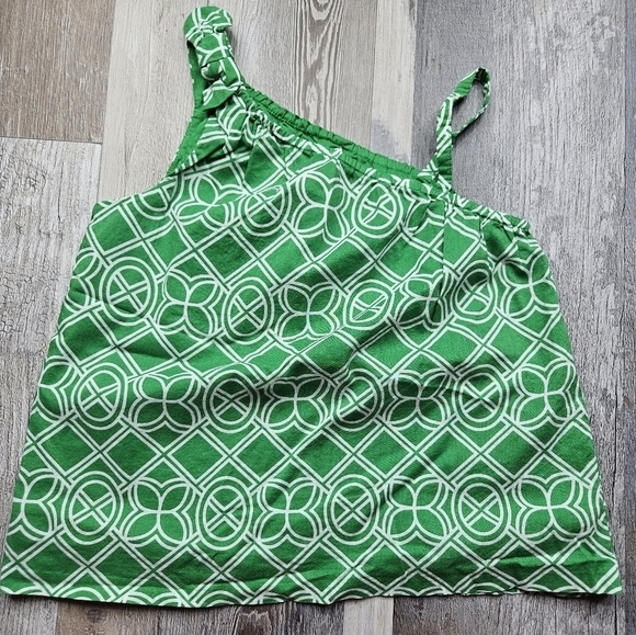 Janie and Jack Girls 5 Asymmetrical Green + White Tank Top Summer 2018 - Picture 1 of 6